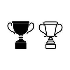 Trophy isolated vector icons set. Symbol of victory, first place ranking, concept of winnership. First place prize trophy logo design.