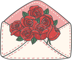Cute sweet Love Valentine envelope letter doodle cartoon
