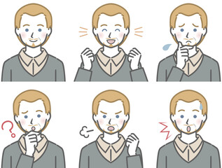 中年の白人男性の色々な表情