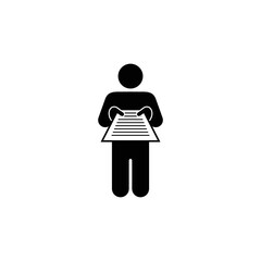 Character handing a paper or curriculum vitae icon vector pictogram.