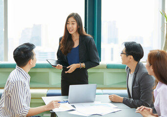 businesswoman meeting and discussing about work in the office