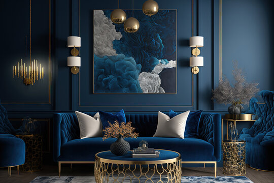 2020 interior design trends for the color blue,. Generative AI