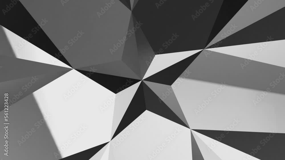 Poster polygonal five-pointed black and white grey shining star shape endless spin. spinning diamond backgr