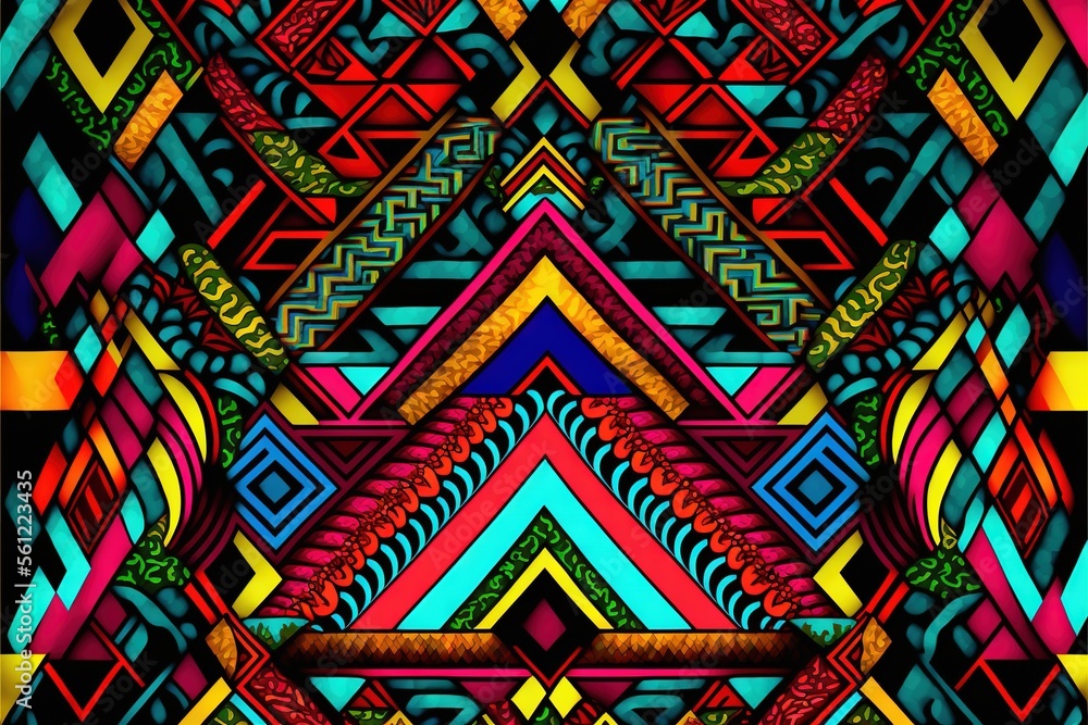Aufkleber a colorful abstract background with a pattern of lines and shapes in different colors and sizes, inc