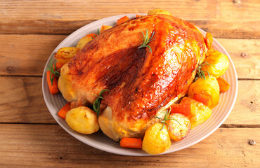 Luxury turkey crown, roast breast of turkey with potatoes and carrot