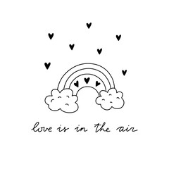 Cute rainbow illustration. Hand drawn rainbow vector card