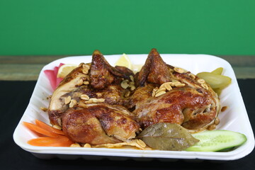 Juicy Grilled Whole Chicken, Mediterranean- style  Food Dishes Stock