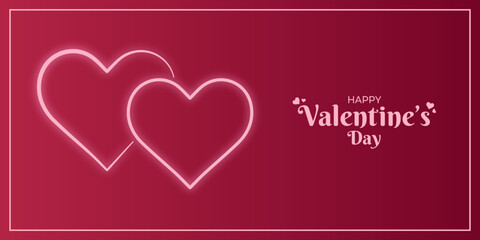 Happy Valentine’s Day Modern Banner Vector Illustration. February 14 celebration. Viva Magenta Glowing String Heart Design. Social media post, greeting card, website header, promotion graphic resource