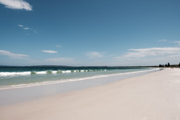 The beautiful white sand and turquoise Pacific Ocean at Callala beach on Jervis Bay in New South Wales, Australia
