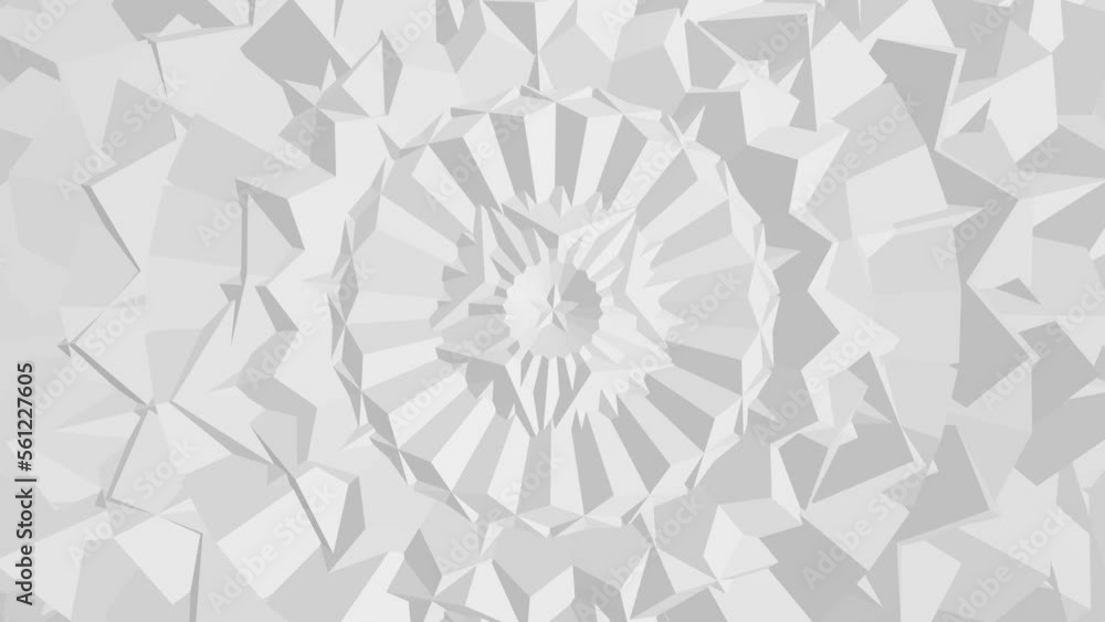 Poster polygonal five-pointed white shining star shape endless spin. spinning diamond background loop. irid