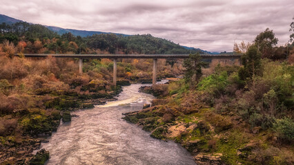 Concrete bridge over the Miño river