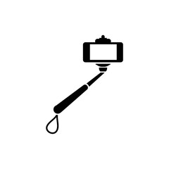 Selfie stick with wrist strap icon vector symbol.