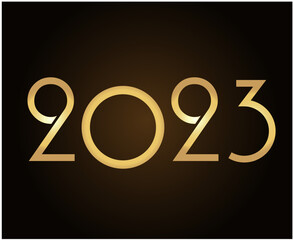 2023 New Year Holiday Gold Abstract Vector Illustration Design With Gold Gradient Background