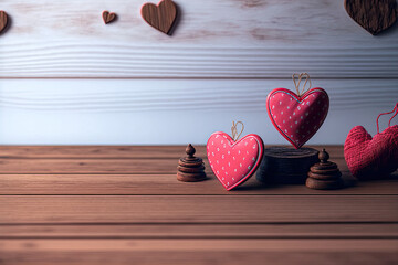 hearts with a wooden backdrop