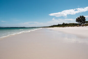 The beautiful white sand and turquoise Pacific Ocean at Callala beach on Jervis Bay in New South Wales, Australia