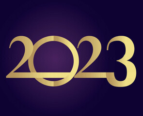 2023 New Year Holiday Gold Abstract Vector Illustration Design With Purple Gradient Background