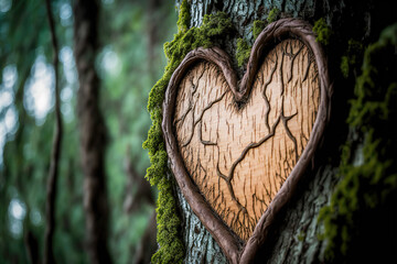 Heart carved in a tree - ecology, environment, healthy