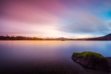 Long exposure of sunrise over Derwentwater in the English Lake District