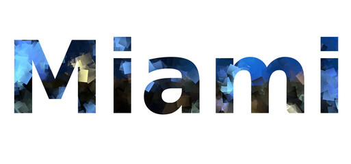 Miami text word banner with colorful design