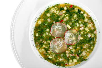 Fototapeta na wymiar Zucchini Soup and Salad
