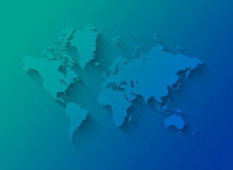 World map illustration on a blue background