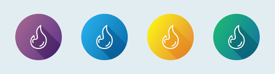 Fire line icon in flat design style. Flame signs vector illustration.