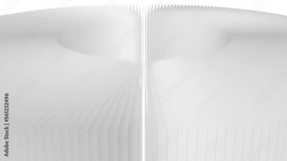 Poster elegant white slices paper stack slowly rotating around background loop. ambient animation creative 