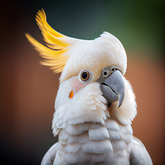 Close up of a white parrot. Generative Ai.