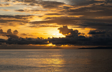 Sunset on the coast of Moalboal,Cebu,  Philippines.
Colorful sky and clouds