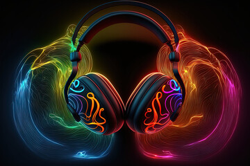 Colorful headphones with sound visualization