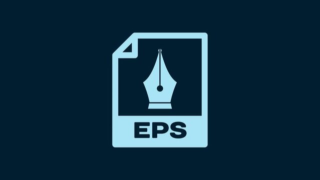 White EPS file document. Download eps button icon isolated on blue background. EPS file symbol. 4K Video motion graphic animation