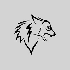 Obraz premium line art wolf logo design