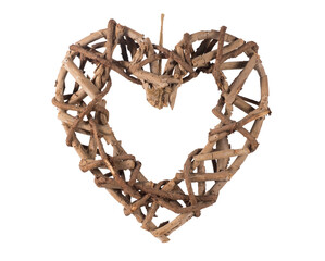 isolated heart made of wood, decoration - 561237892