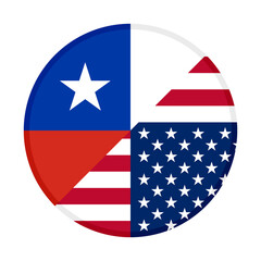 round icon with chile and united states flags. vector illustration isolated on white background