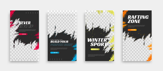post and story fitness training social media template. social banner for promotion your product