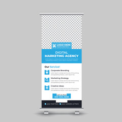 Creative modern business agency stands roll up banner template design for your business