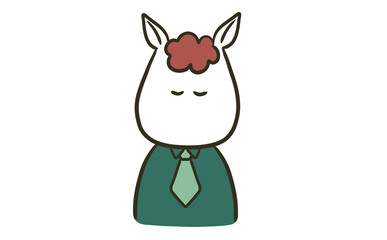 目を閉じる馬のビジネスマン