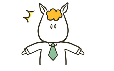 びっくりする馬のビジネスマン