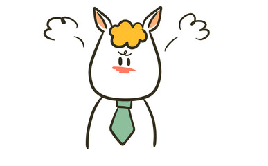 お怒りモードな馬のビジネスマン