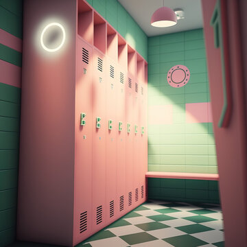 Colorfull Locker Room Created Using Generative Ai Technology