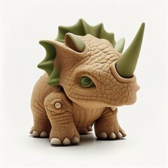 3d toy baby dinosaurus triceratops , jurassic age , generative ai