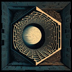 geometric space portal, abstract background, Generative AI	