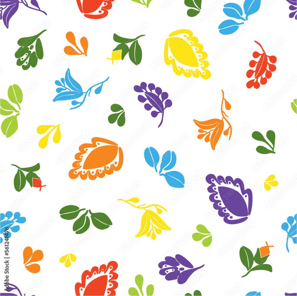 Poster tile vector pattern with seamless colorful floral print on a white background