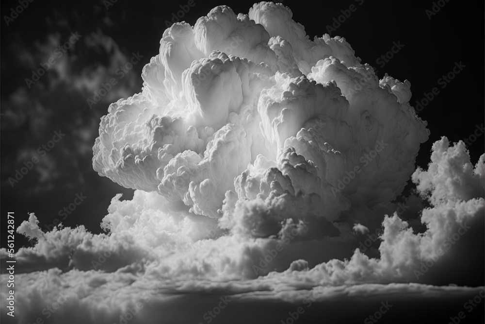 Poster a large cloud of clouds in the sky with a black background and a white border around it, with a blac