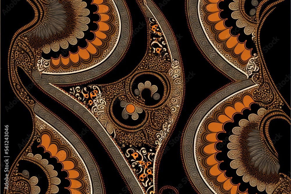 Poster a black and orange pattern with a black background and a black background with a brown and orange de