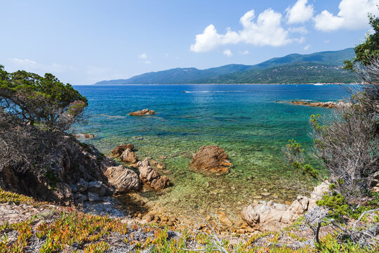 Plage de Cupabia. Coastal landscape of Corsica island