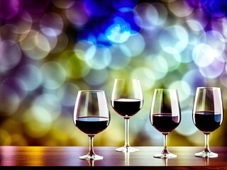 Wineglasses and grapes on a table. 