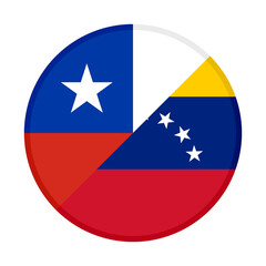 round icon with chile and venezuela flags. vector illustration isolated on white background