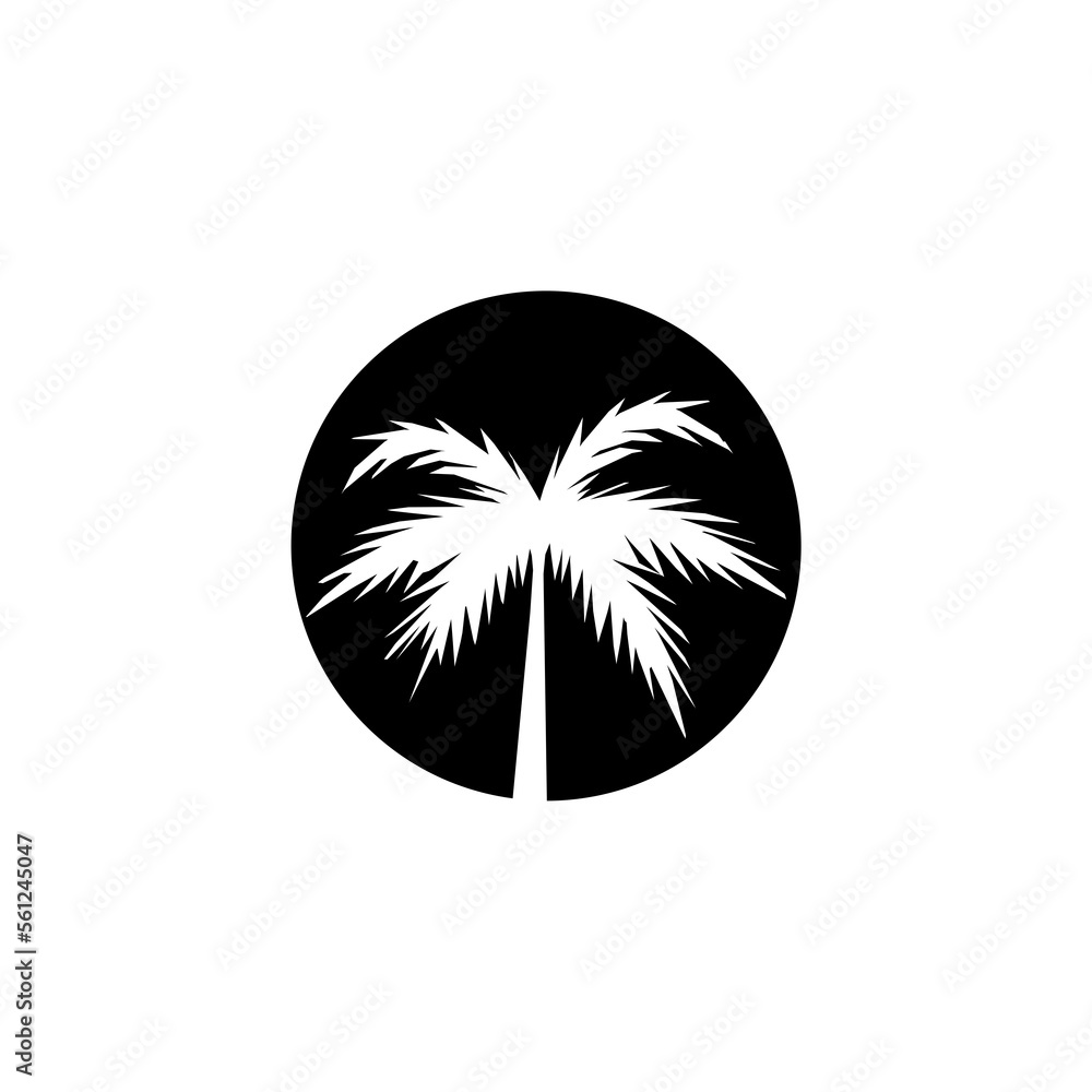Poster palm tree circle icon isolated on white background