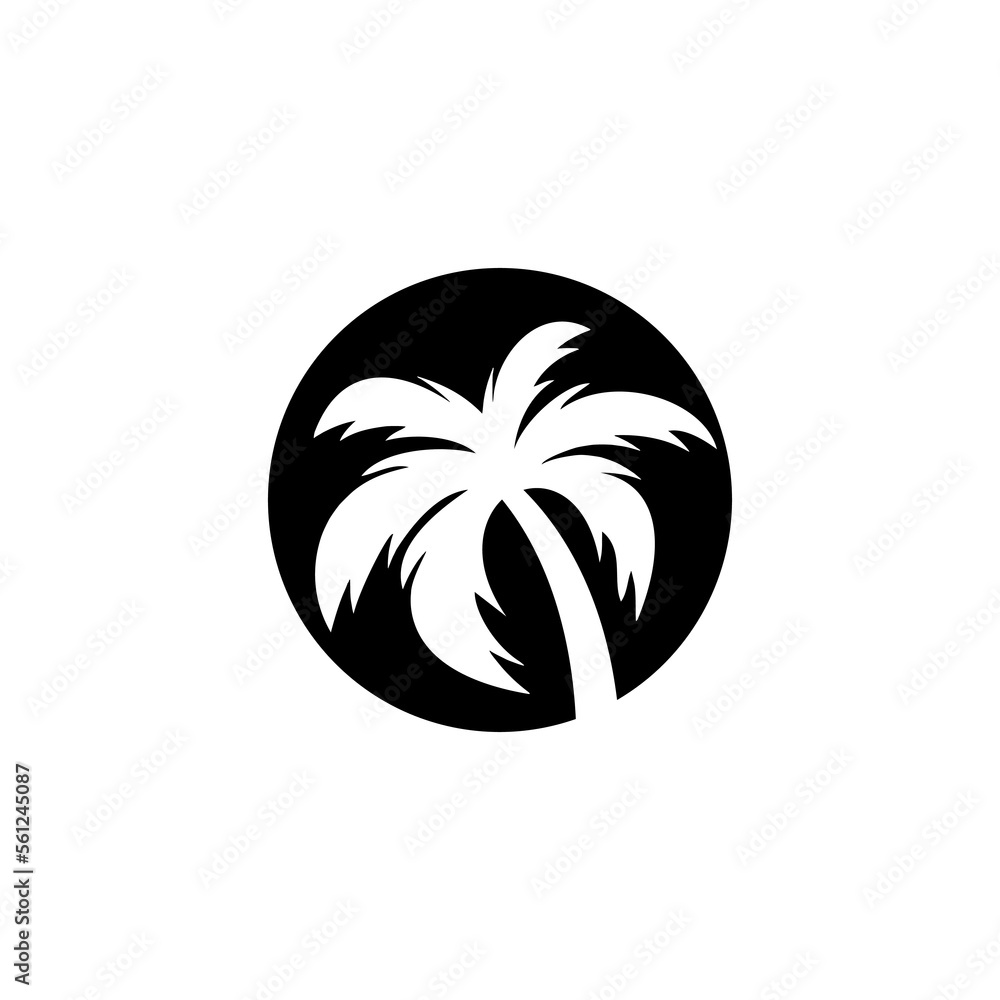Poster palm tree circle icon isolated on white background